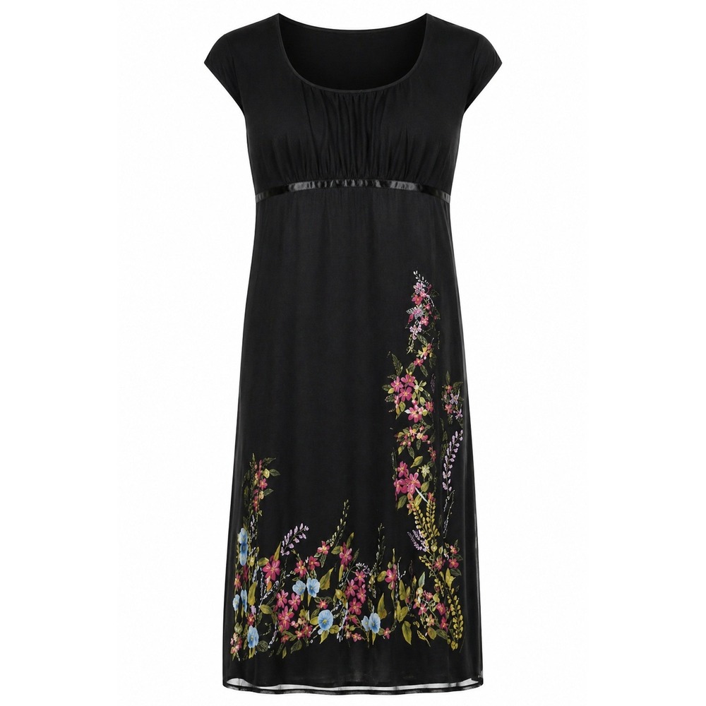 Hot Kiss Women XL Sleeveless Dress Black Floral Sheer Overlay Boho Chic Y2K
